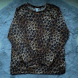 Caslon NWOT Women’s Cheetah/Leopard Animal Print Crewneck Sweatshirt Size L TTS